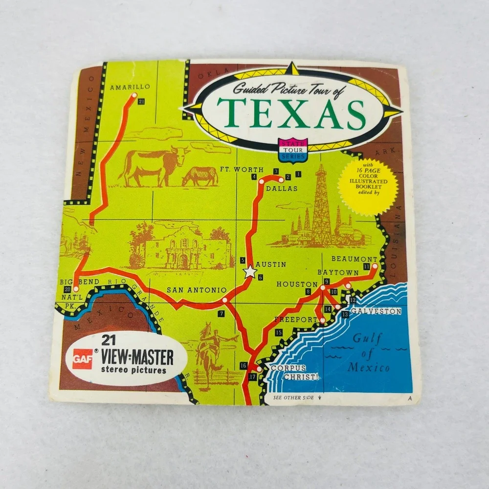 Vintage GAF View-Master Guided Picture Tour of Texas 3 Reel Set A 410 Booklet